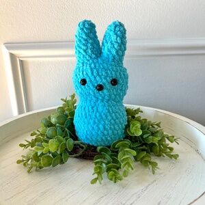Peep Marshmallow Plush Easter Decor Basket Blue